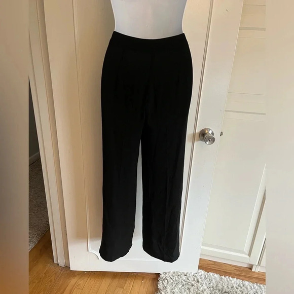 Eileen Fisher Womens 100% Silk Side Stripe Casual Wide Leg Pants black, size 4 - Picture 7 of 16